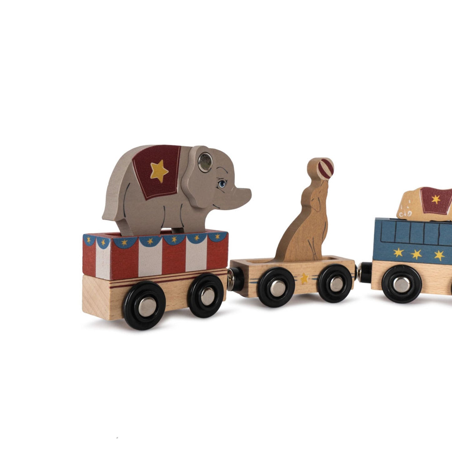 Tågset i trä, Wooden Animal Train - Konges Sløjd