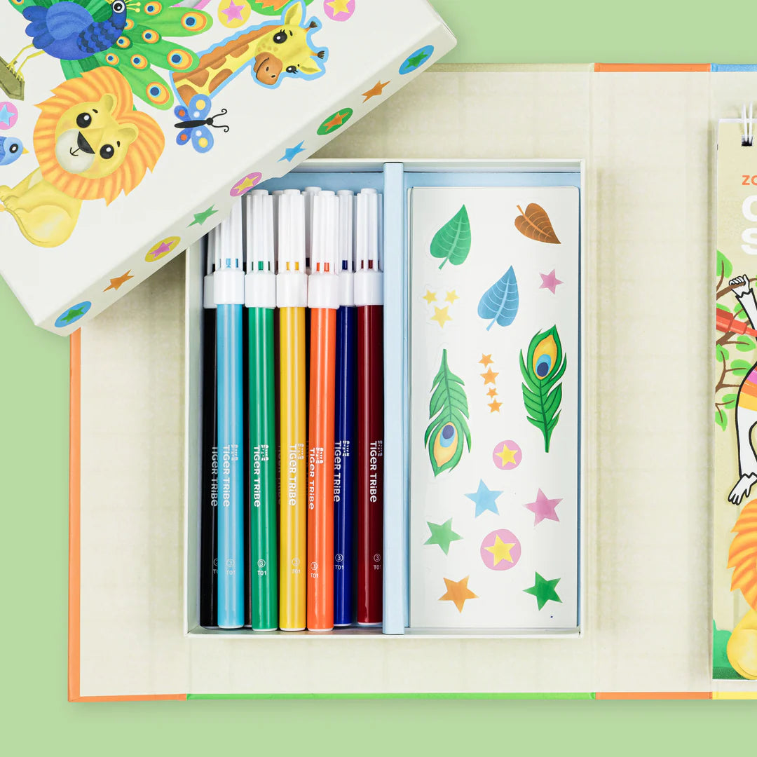 Målarset, Colouring Set, Zoo - Tiger Tribe