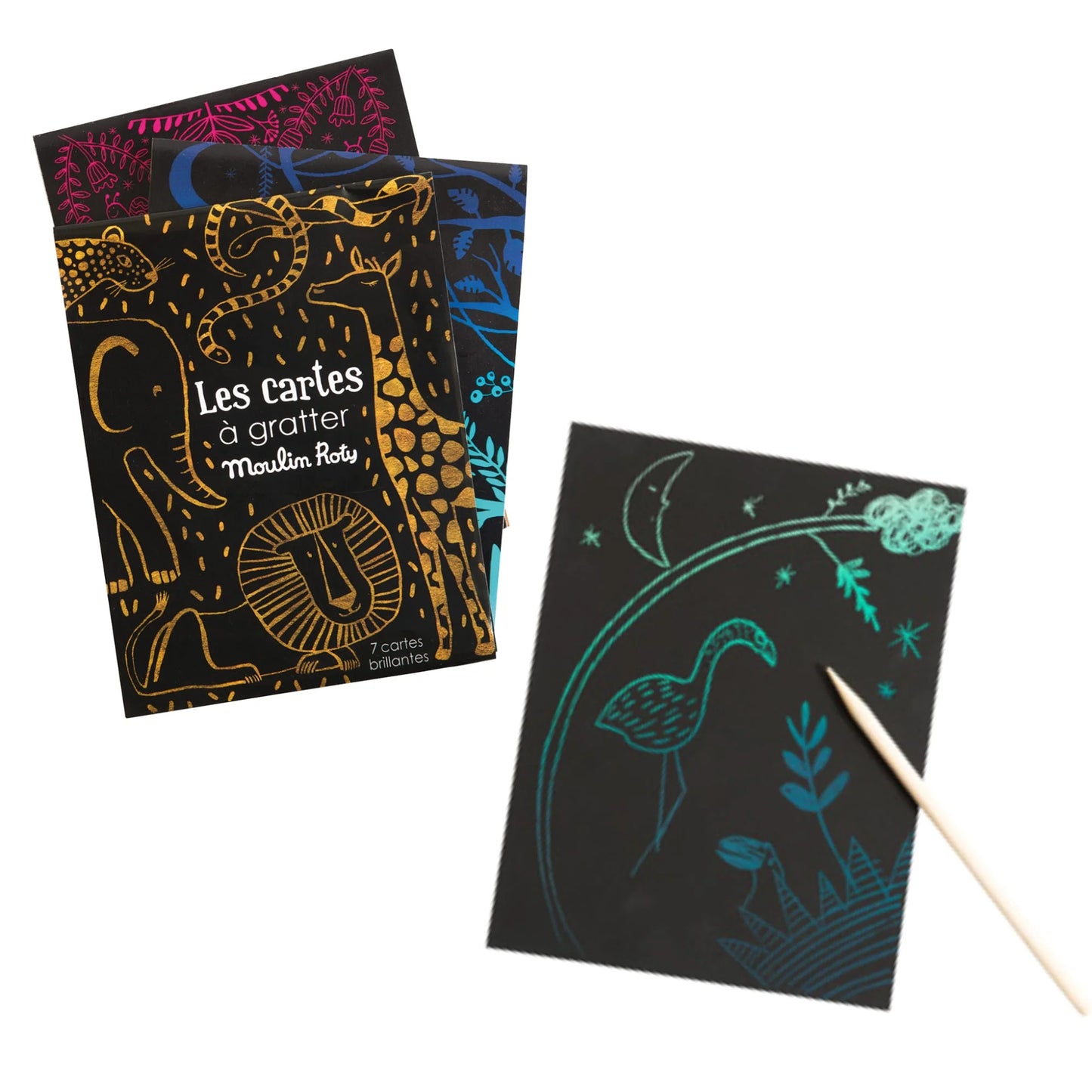 Skrapkort, Rosa/Orange Neon - Moulin Roty