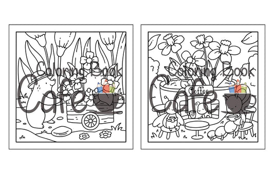 Garden Cuties, Målarbok - Coloring Book Cafe