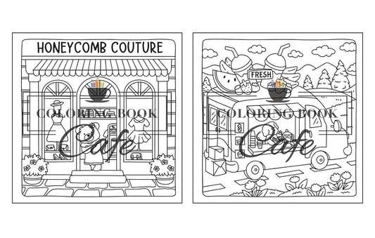 Cute Shop, Målarbok - Coloring Book Cafe