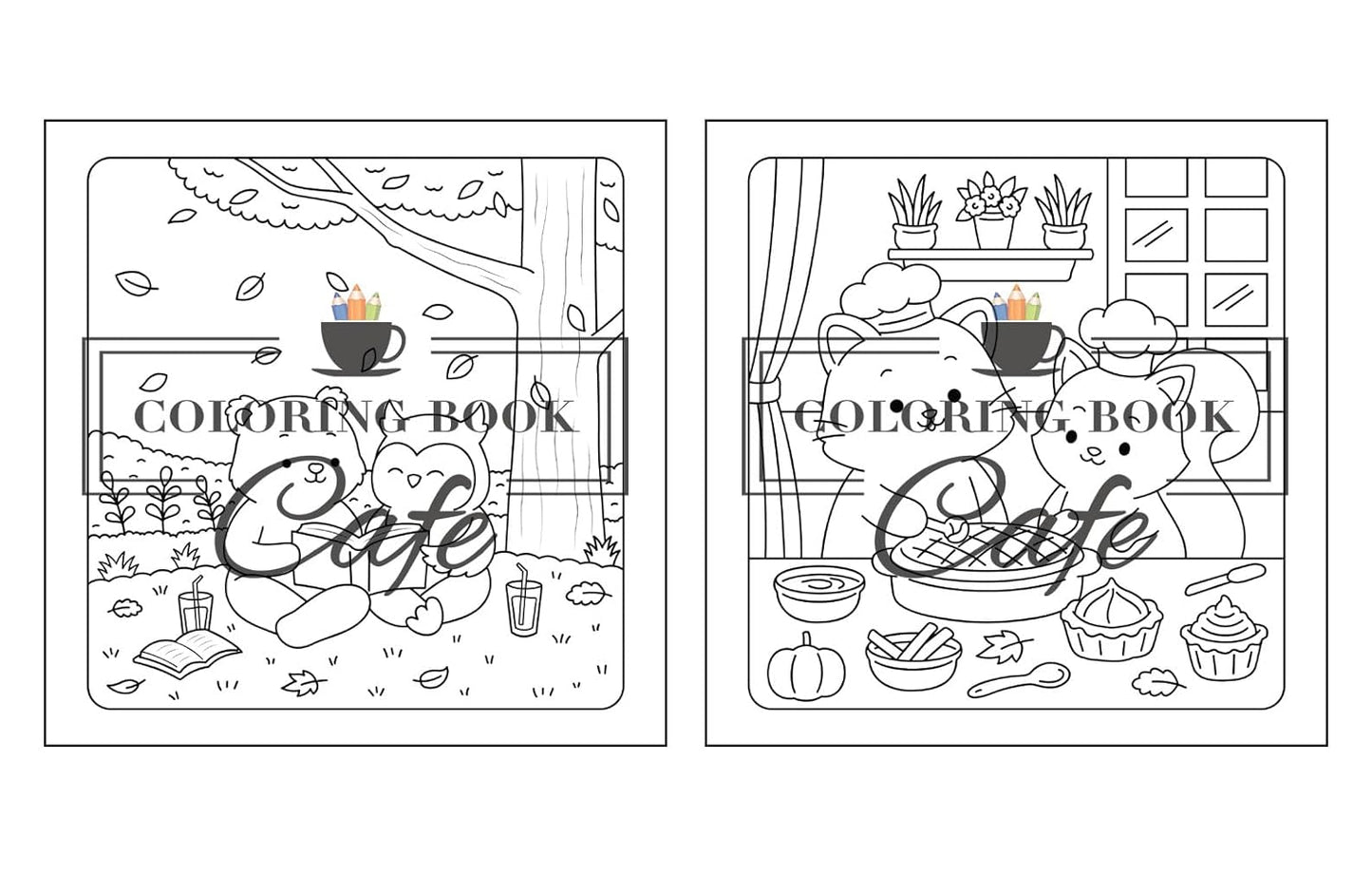 Comfy Autumn, Målarbok - Coloring Book Cafe