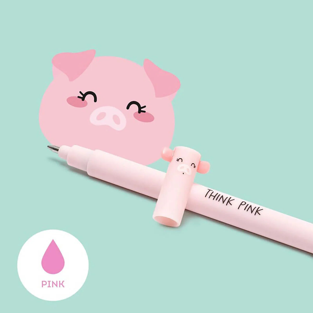 Erasable Gel Pen Piggy, Rosa