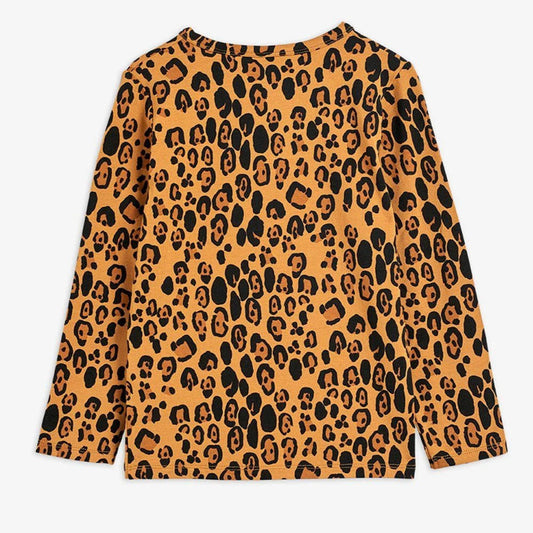 Basic Leopard Långärmad T-shirt, Beige - Mini Rodini
