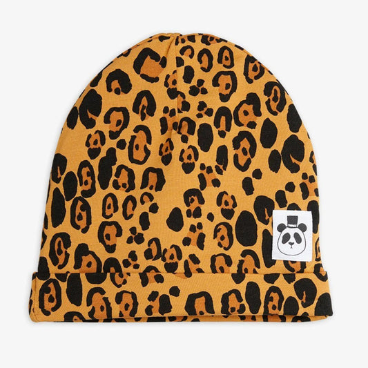 Barnmössa, Basic Leopard Beanie, Beige - Mini Rodini