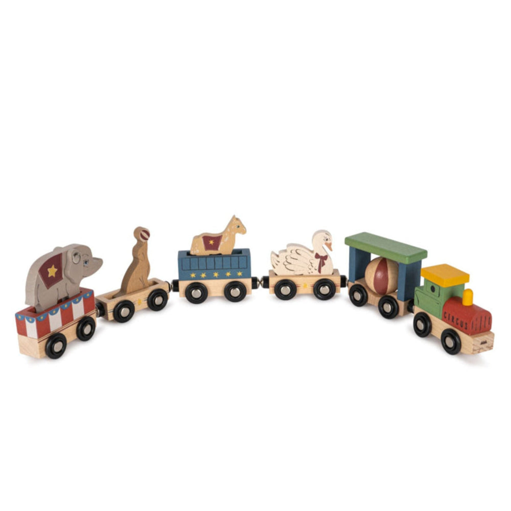Tågset i trä, Wooden Animal Train - Konges Sløjd