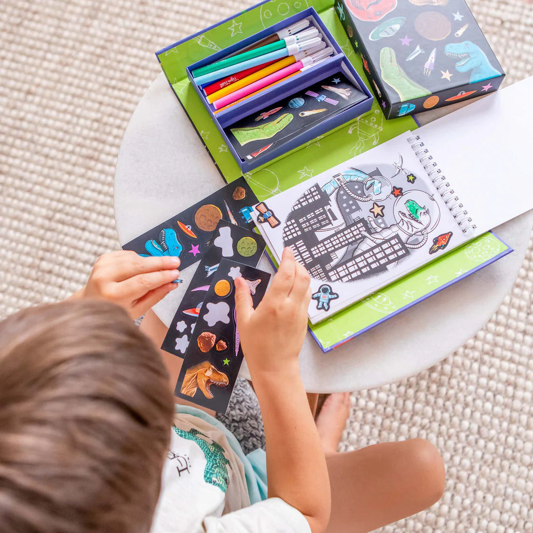 Målarset, Colouring Set, Dinos In Space - Tiger Tribe