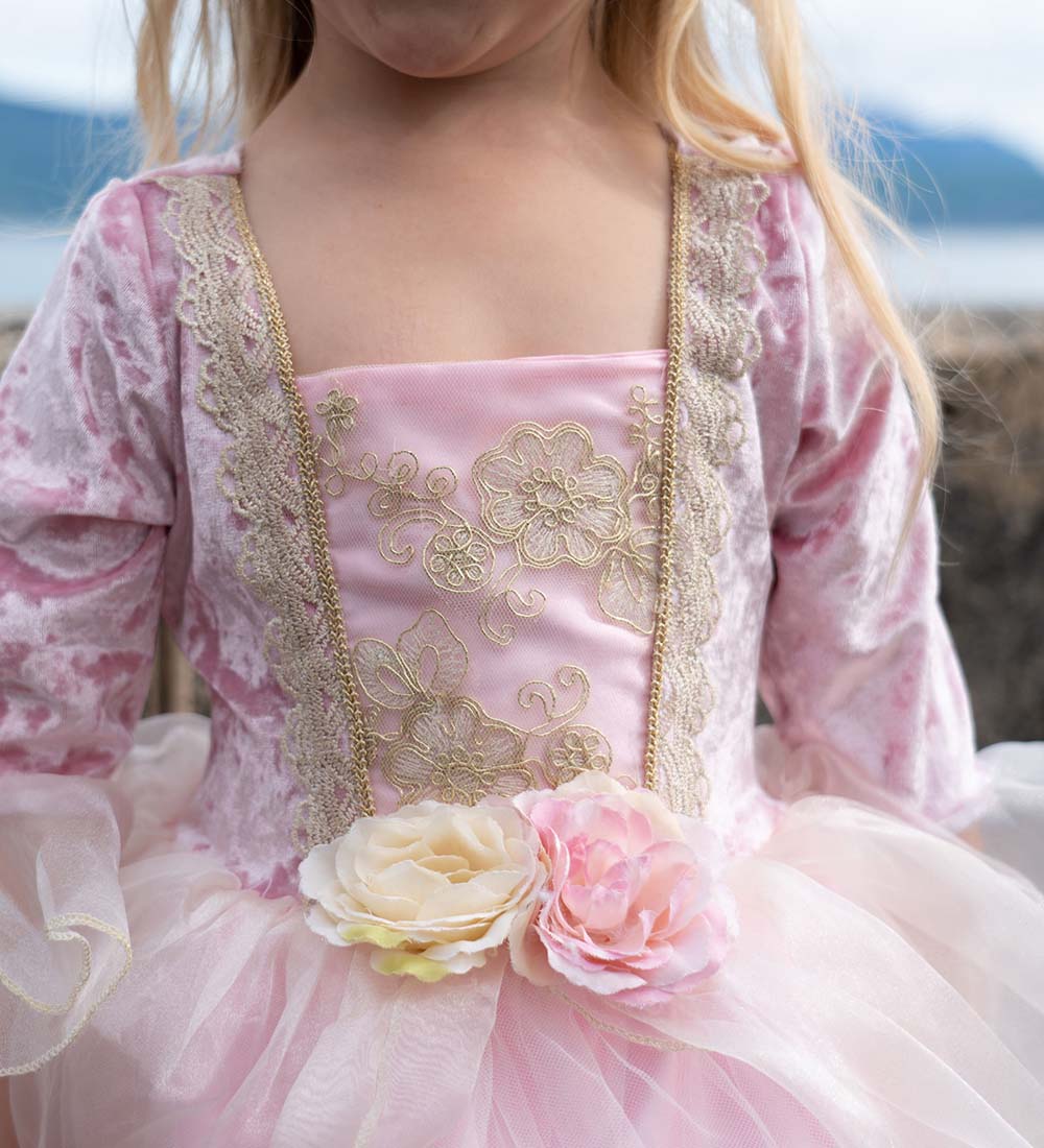 Pink Rose Princess Dress/Princessklänning, Rosa Rosor, 5-6 år - Great Pretenders