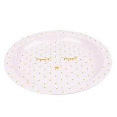 Saturday Plate, Pink/Gold Dots