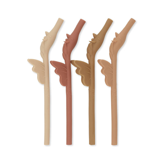 4-Pack Silicone Straw Unicorn, Rose Mix