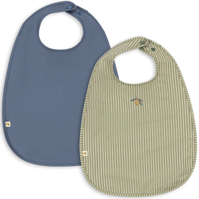 2-Pack Haklappar, Tea Stripe/Flint Stone - Konges Sløjd