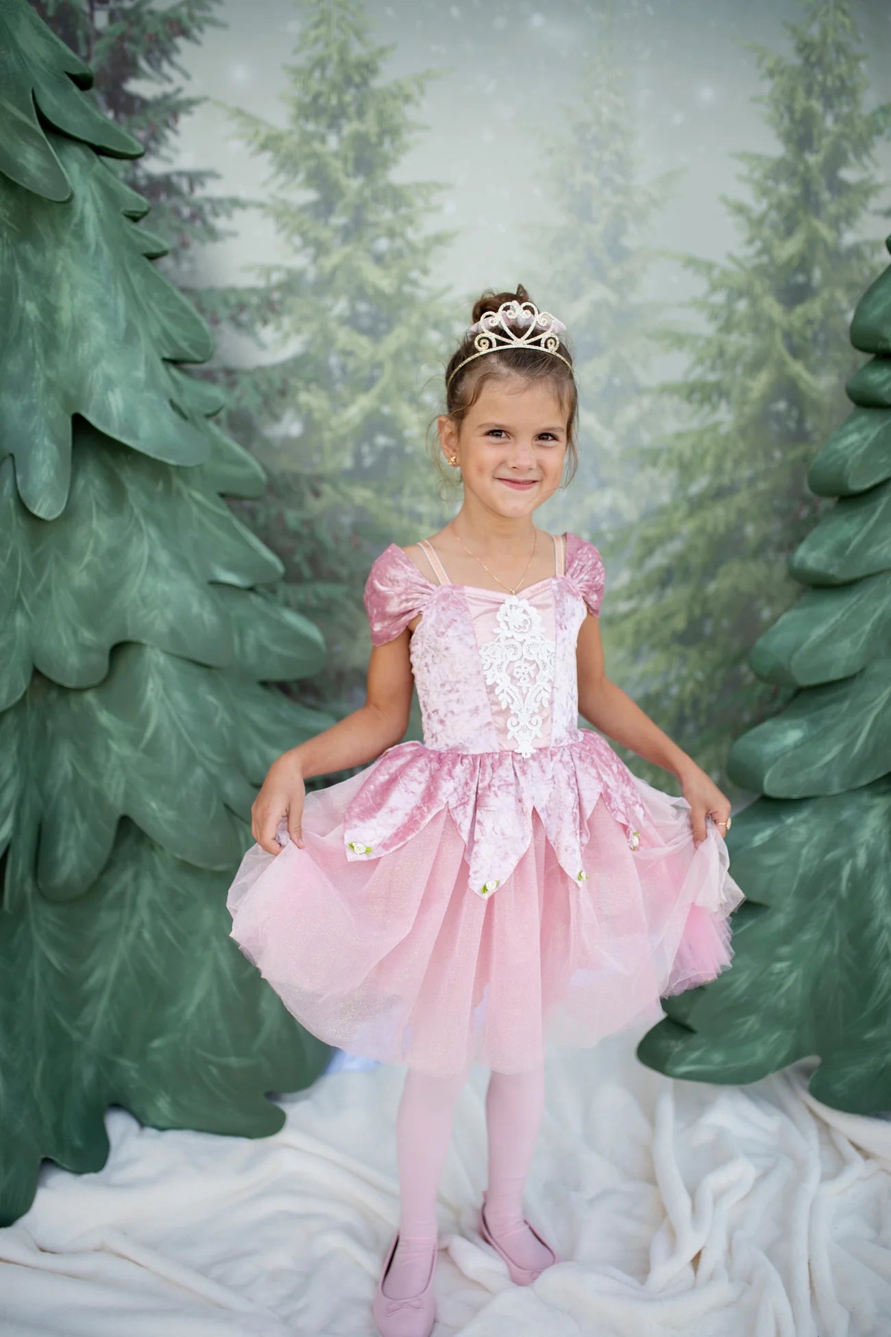 Holiday Ballerina Dress, Dusty Rose