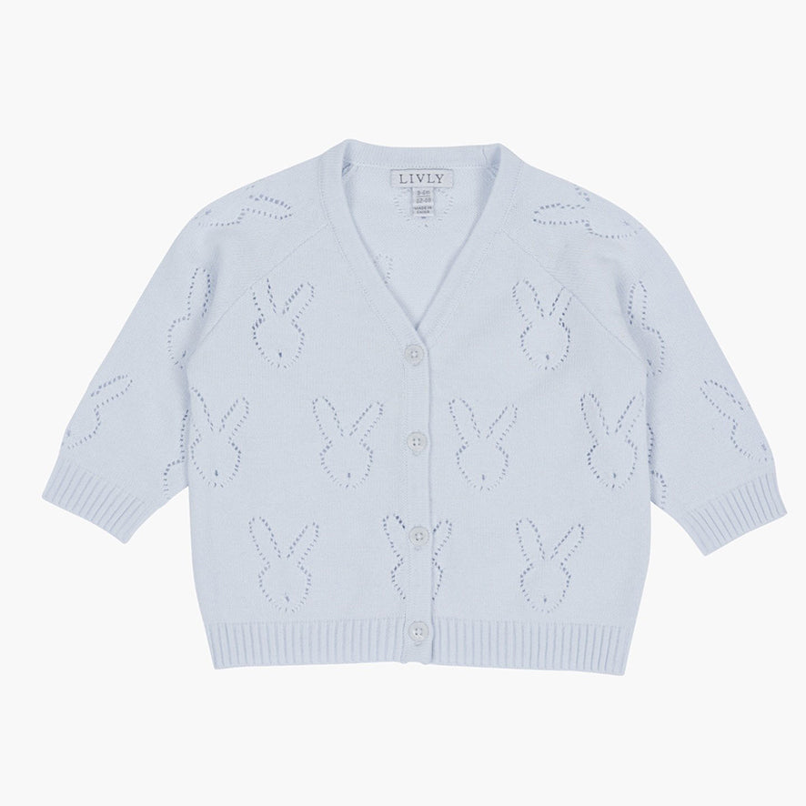 Knit V Bunny Cardigan, Light Blue