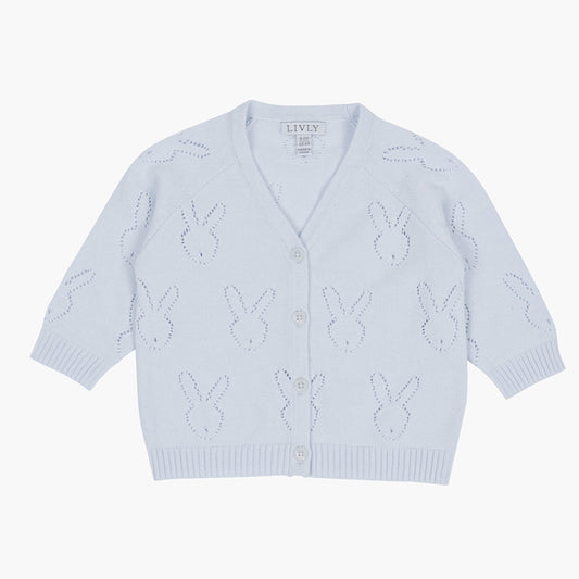 Knit V Bunny Cardigan, Light Blue