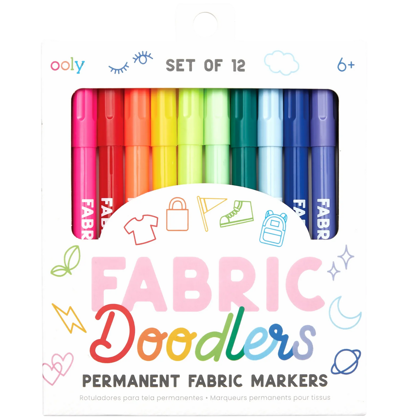 Permanenta Textil Pennor/Permanent Fabric Markers, 12 Pack - Ooly