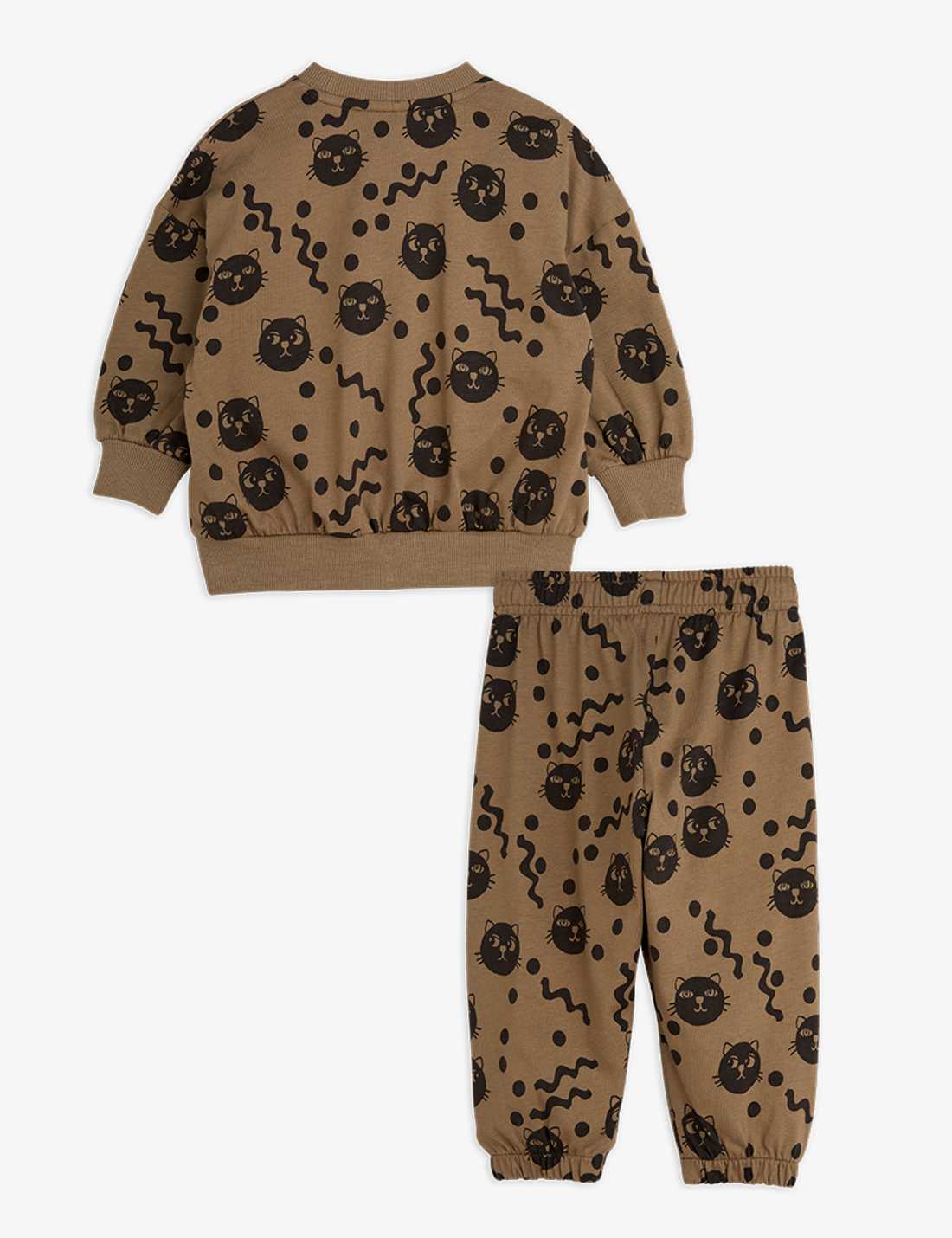 Squiggly Cats AOP Baby Set, Brown