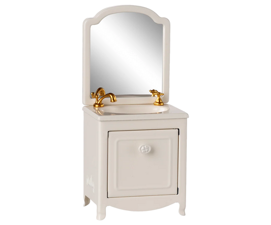 Miniatyr, Handfat med spegel, Mus, Offwhite - Maileg