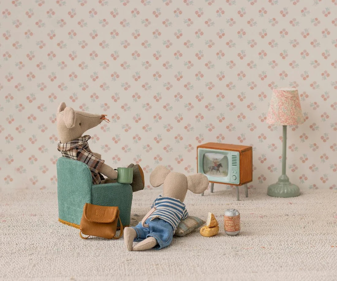 Miniatyr Tv, Blå, Mus - Maileg
