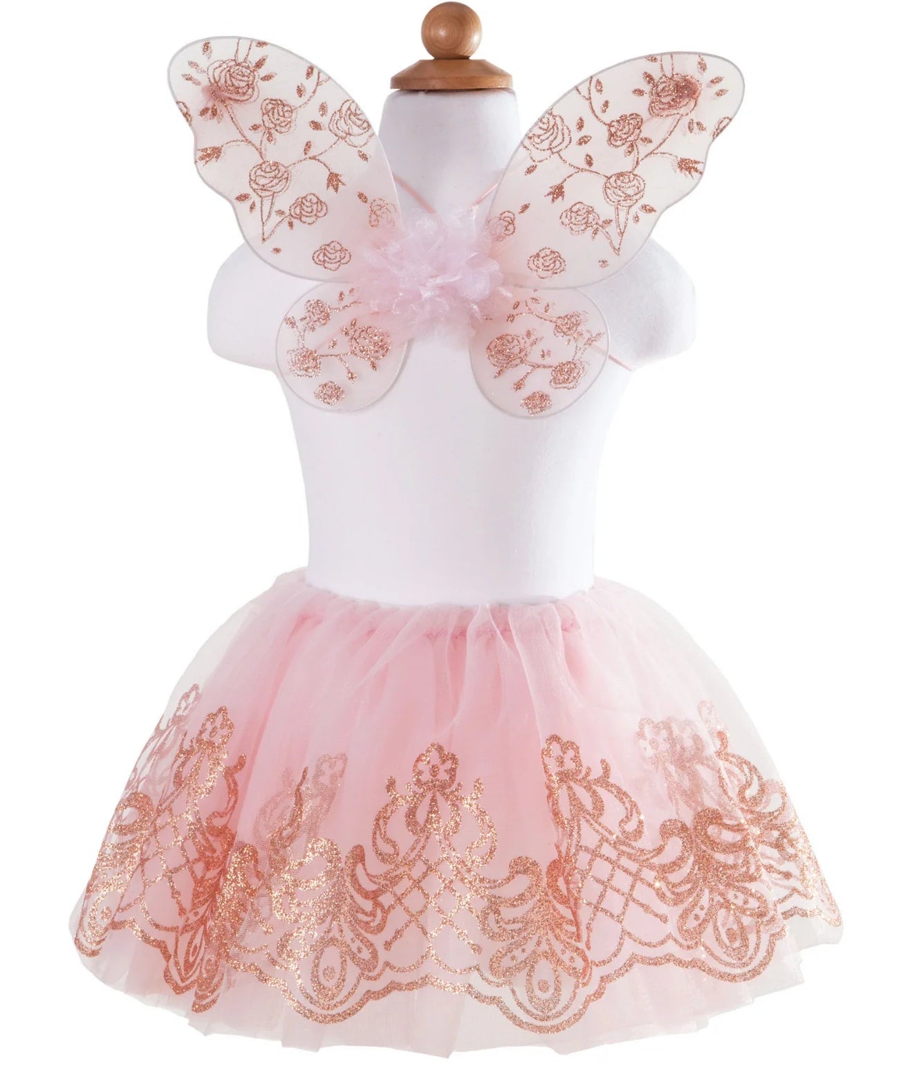 Rose Gold Tutu med Vingar, 4-6 år - Great Pretenders