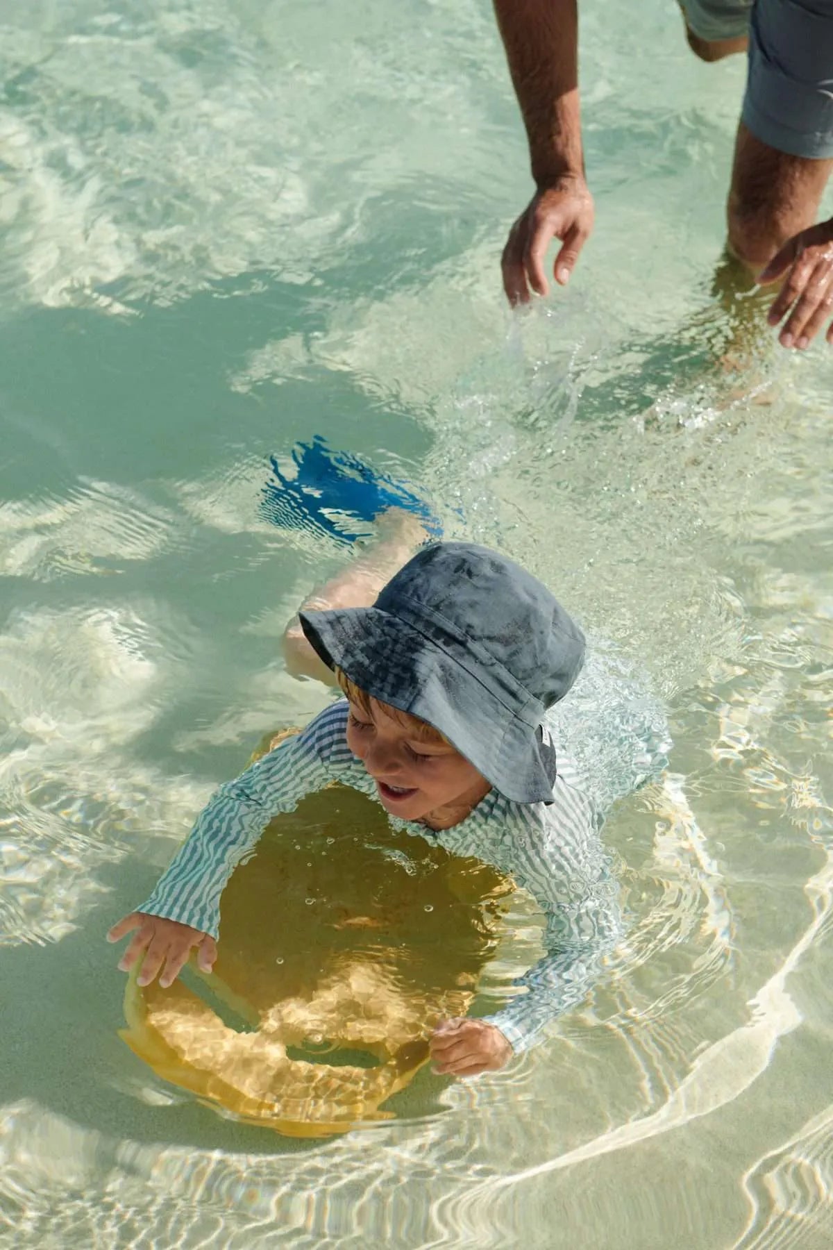 Max Seersucker Swim Jumpsuit, Sea Blue / White