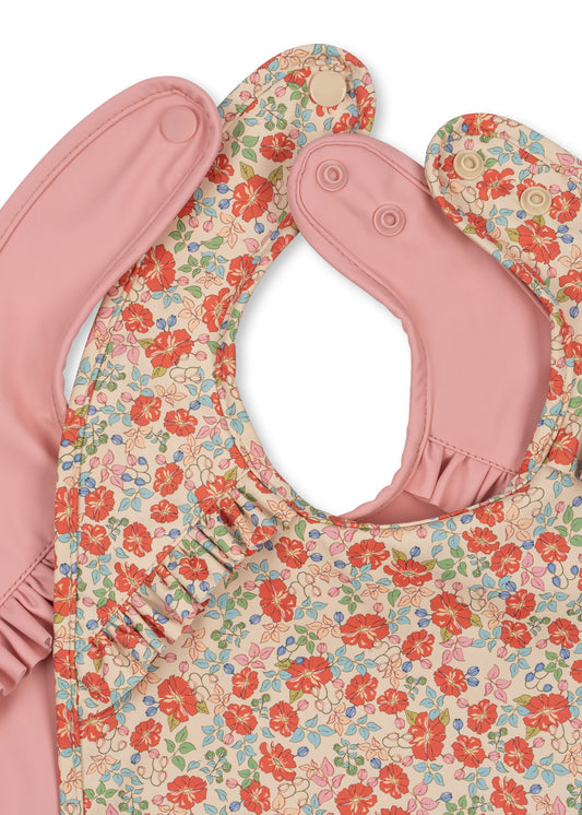 Haklappar, 2-Pack Dinner Bib With Frill, Kaluka / Bridal Rose - Konges Sløjd