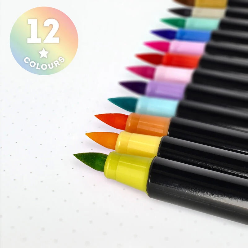 Brush Markers Set Med 12 St., Pastellfärger