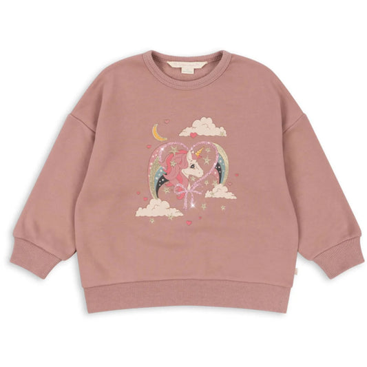 Lou Glitter Sweatshirt, Mahogany Rose