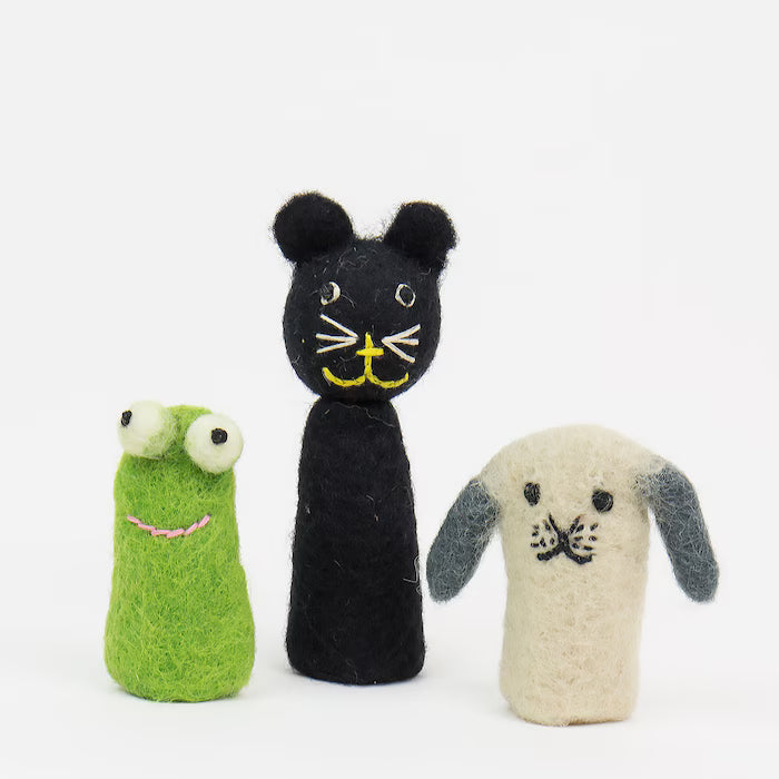 Fingerdockor, Felt cat Fingerd, 3-pack - Afroart