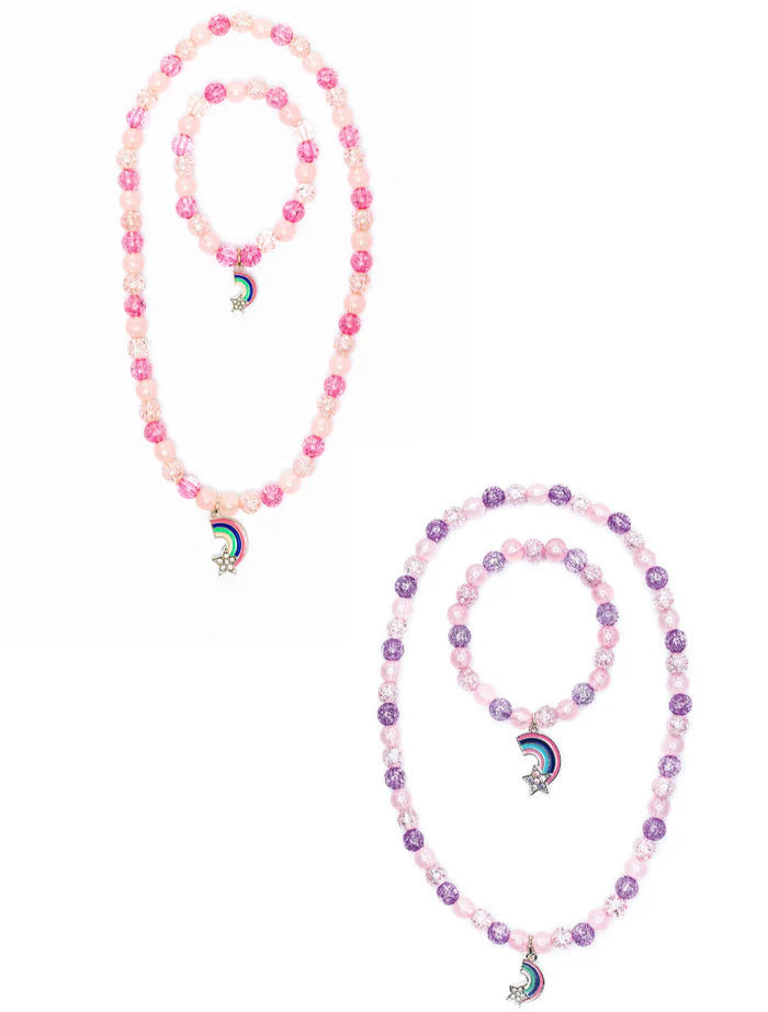 Halsband & Armbandsset, Rainbow, Lila & Rosa - Great Pretenders