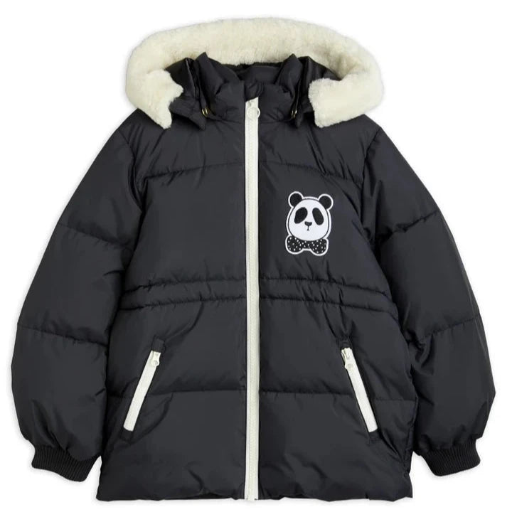 Panda hooded puffer jacket Black