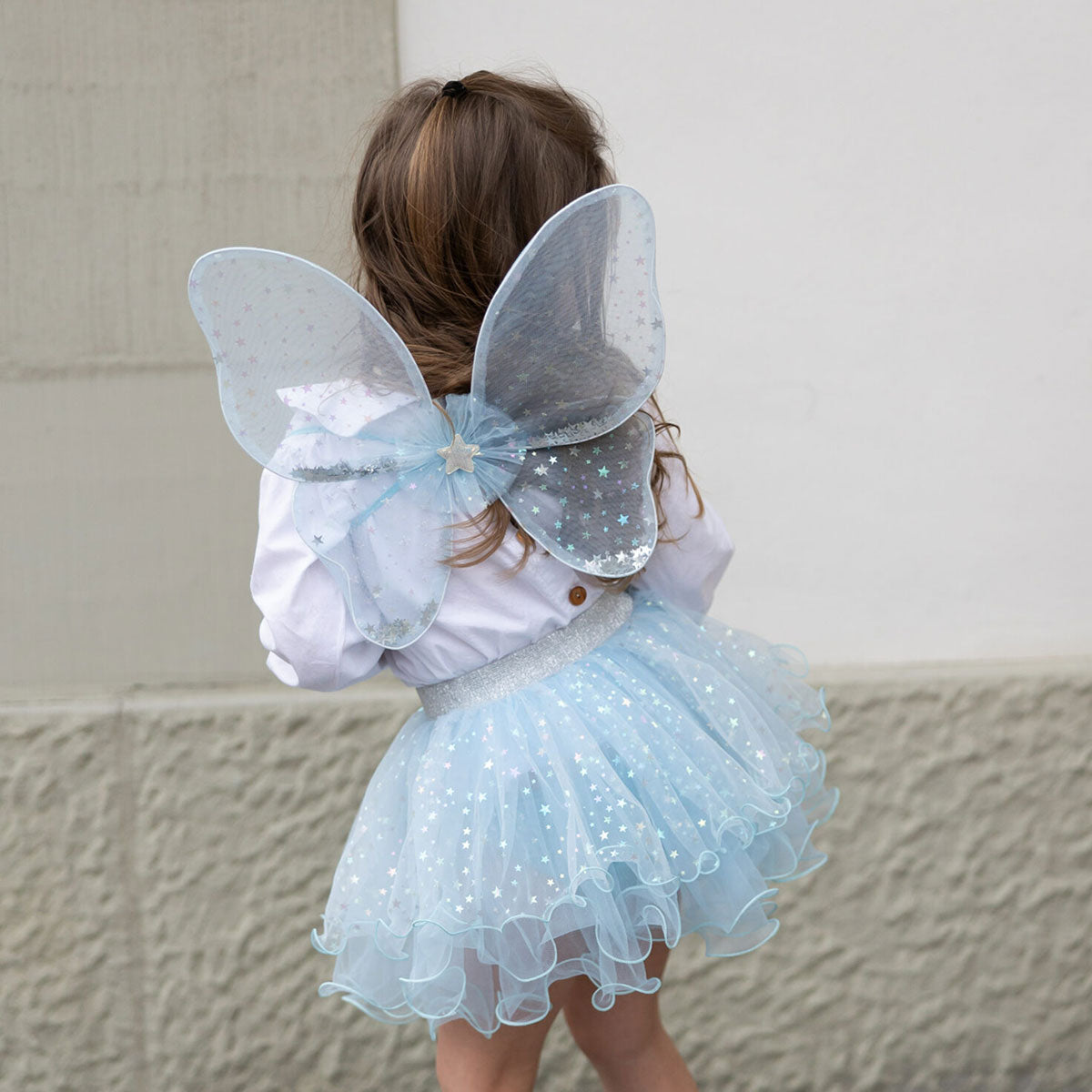 Blå Celestial Alv Tutu med Vingar och Trollstav, 4-6 år - Great Pretenders