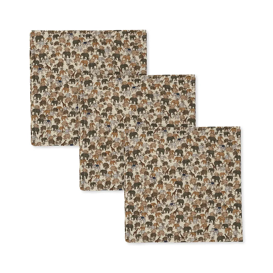 Muslinfiltar 3-pack, Safari - Konges Sløjd