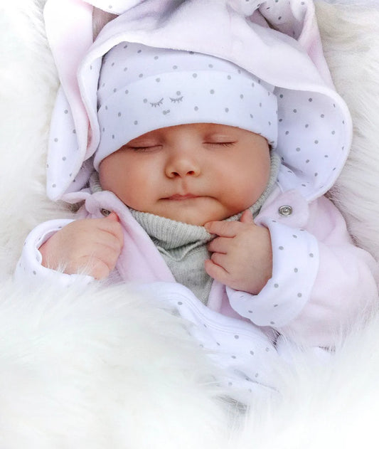 Plush Bunny Overall, White Plush/Silver Dots - Livly