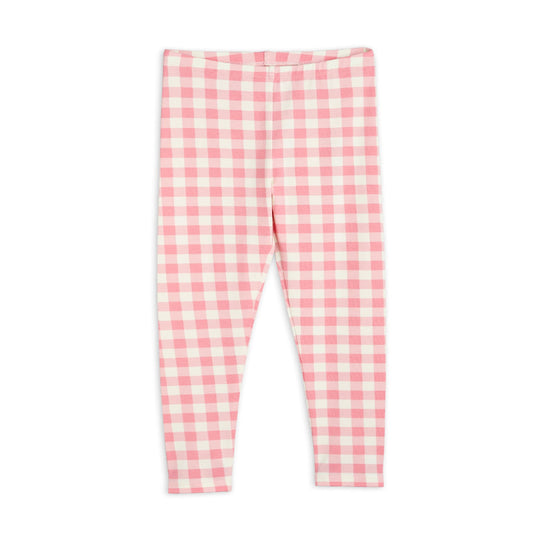 Gingham Check AOP Leggings, Pink