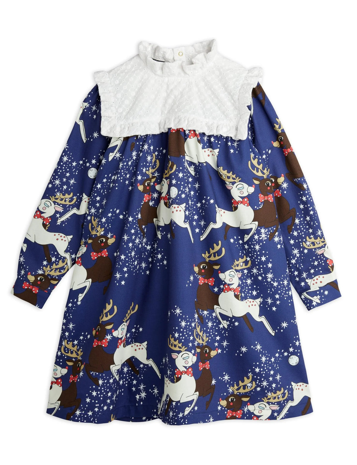 Vävd Klänning, Renar/Blå, GOTS - Mini Rodini