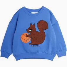 Squirrel chenille emb sweatshirt blue