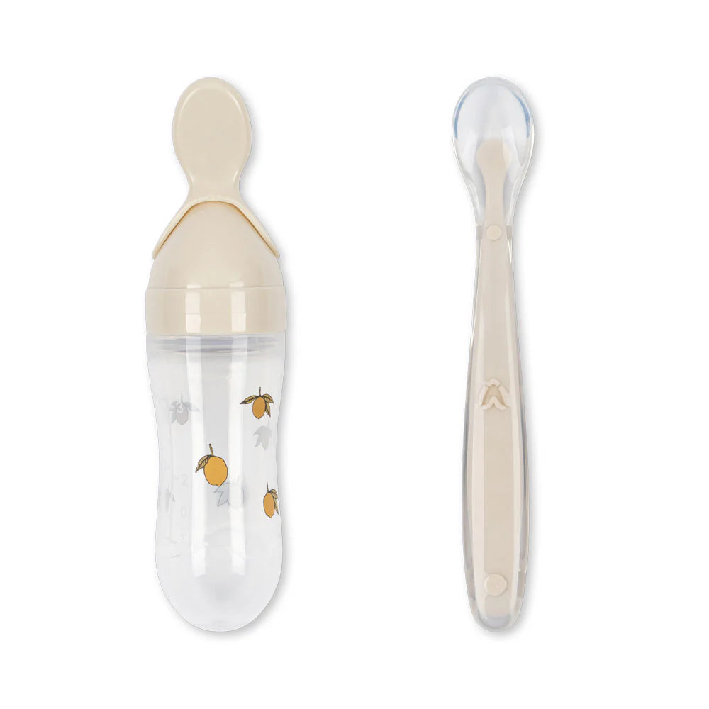 Flaska med sked, Food Feeding Set, Lemon - Konges Slöjd