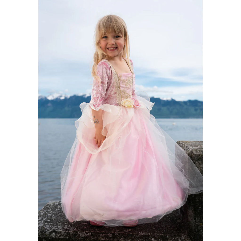 Pink Rose Princess Dress/Princessklänning, Rosa Rosor, 5-6 år - Great Pretenders