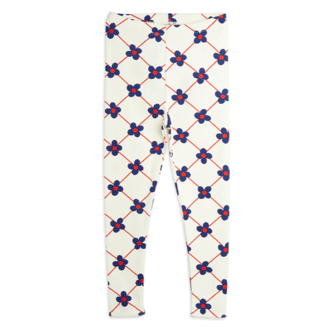 Leggings Nyfödd, Strl 50, Flower Check, Offwhite - Mini Rodini