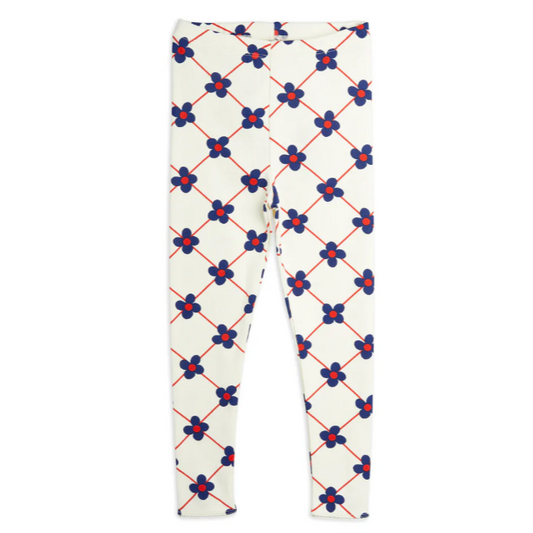 Leggings Nyfödd, Strl 50, Flower Check, Offwhite - Mini Rodini