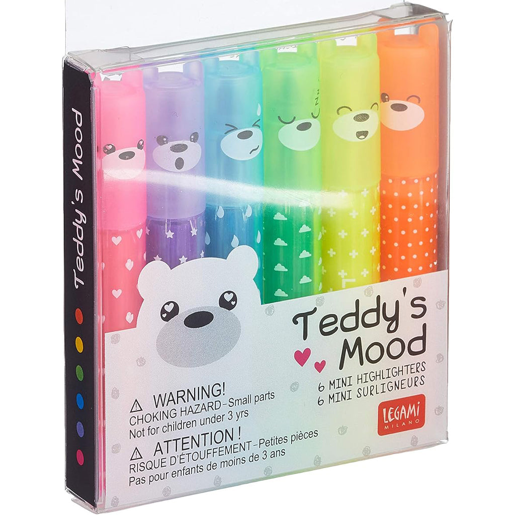 Teddy's mood, set med 6 mini-highlighters - Legami