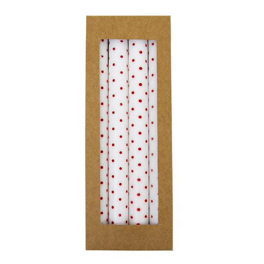MINIDOT Ljus 4-pack 23 cm, Prickig Röd/Vit - Afroart