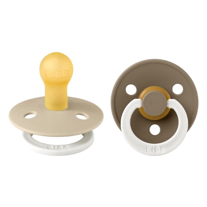 Nappar, 2-pack, Size 1, BIBS Colour Latex, Vanilla GLOW/Dark Oak GLOW