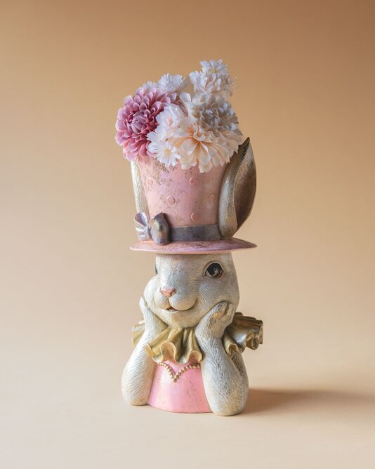 Kruka, Kanin Byst med Hatt, Circus/Rosa, 34 cm - Alot Decoration