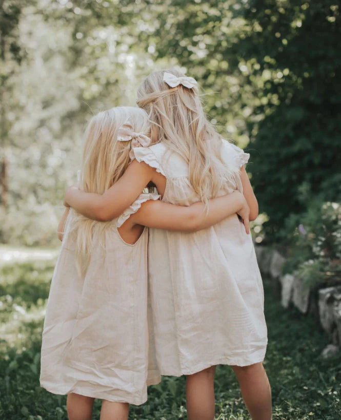 Ester Rosett 9 cm,Natural broderad - Liv & Loke