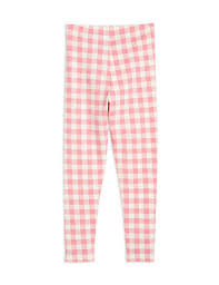 Gingham Check AOP Leggings, Pink