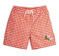 Houndstooth Swim Shorts, Red