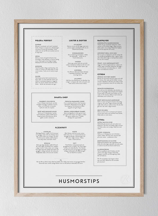 Poster Kunskapstavlan - Husmorstips 30 x 40 cm