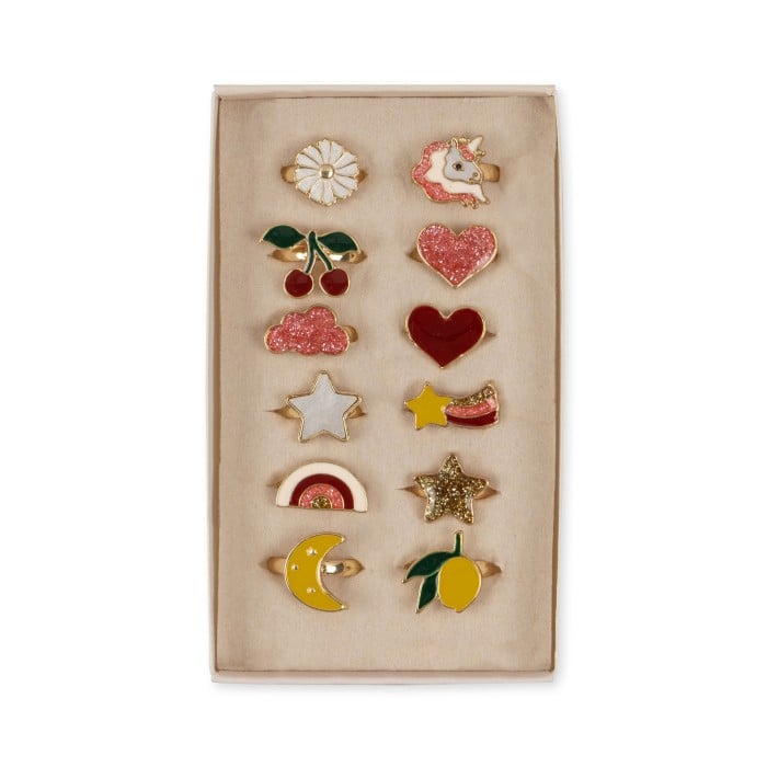 Ring Set, 12-Pack, Multi Color Presentask - Konges Slöjd