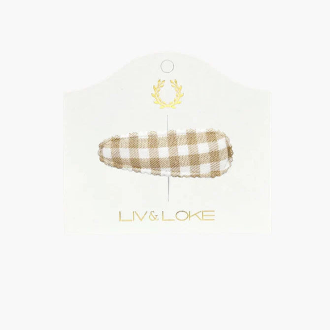 Ilse Fabric Hårspänne, Sand gingham - Liv & Loke
